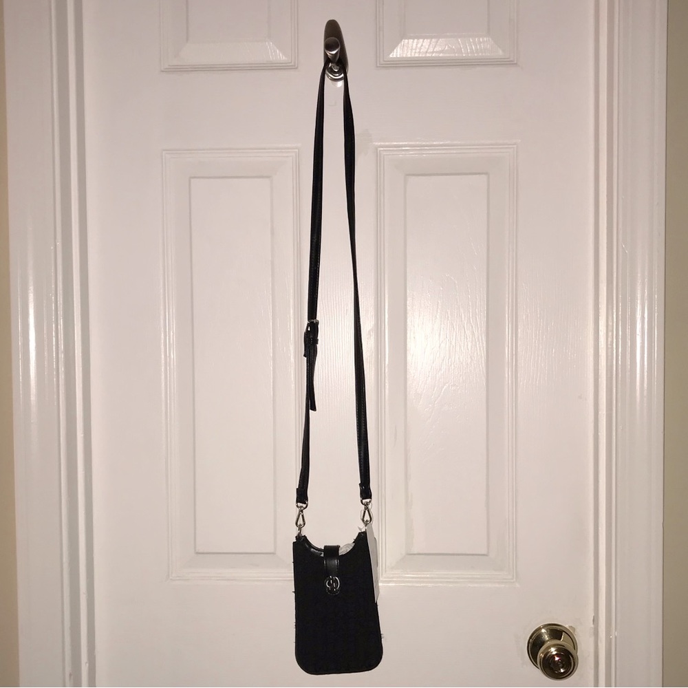 NWT Time and Tru Women's Rowan Tab Cellie Bag, Black Jacquard